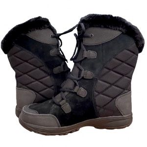 Columbia Ice Maiden II Black Suede Leather Faux Fur Lined Snow Boots Womens 8.5